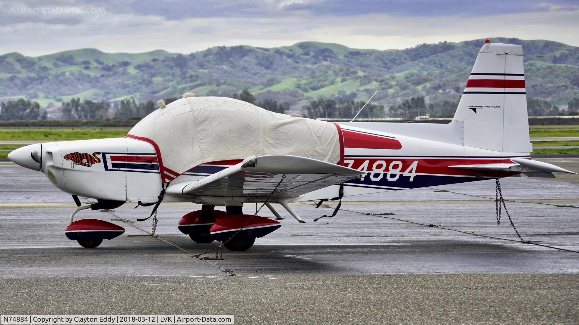 N74884, 1976 Grumman American AA-5B Tiger C/N AA5B-0278, Livermore Airport California 2018.