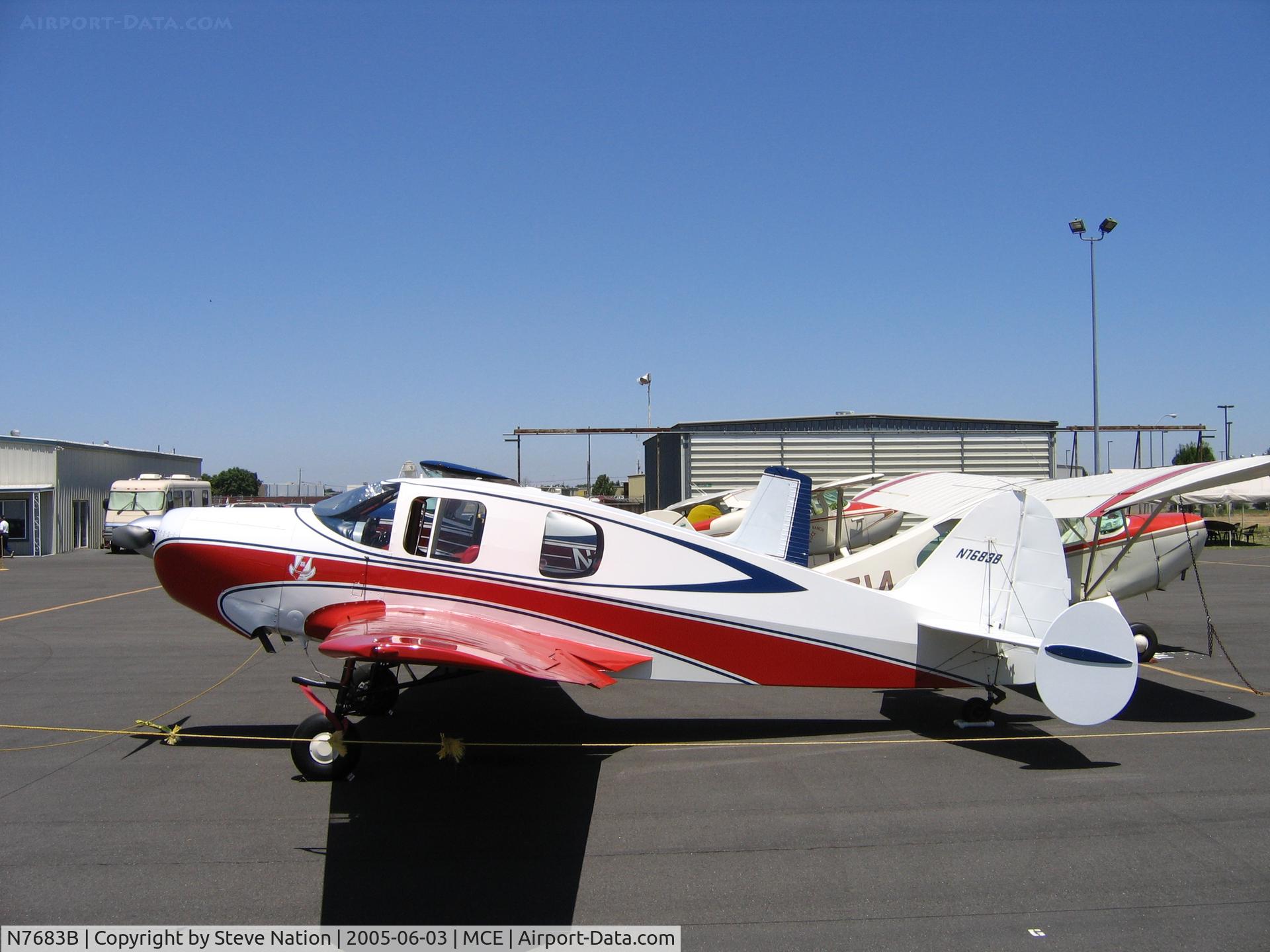 N7683B, 1957 Bellanca 14-19-2 Cruisair Senior C/N 4034, James Darcey's 1957 Bellanca 14-19-2 at Merced, CA in USCG Auxiliary marks