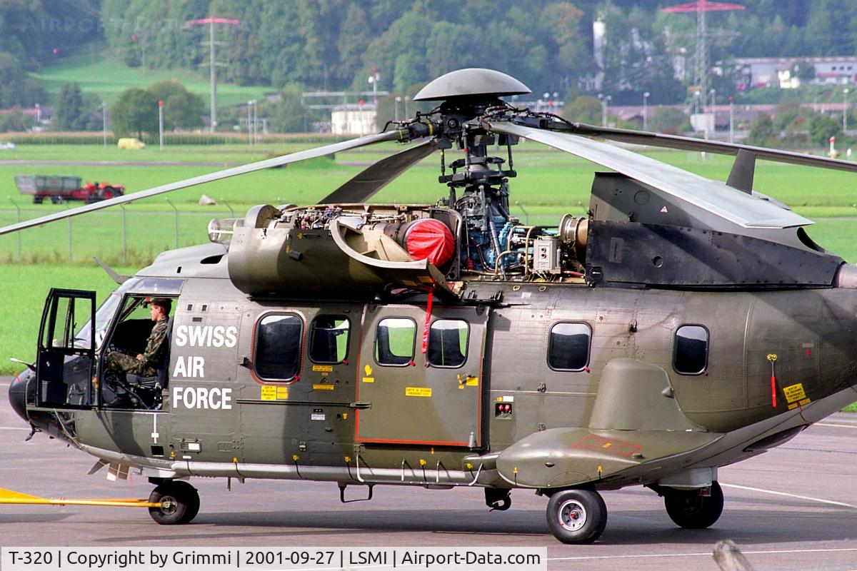 T-320, Aerospatiale TH89 Super Puma (AS-332M1) C/N 2349, Interlaken - a few years ago still with Hunter and Tiger aircrafts, in 2001 only helicopter repetition course. Anyway - great opportunities to take nice pictures there. note the temporary SWISS AIR FORCE batch on the nose