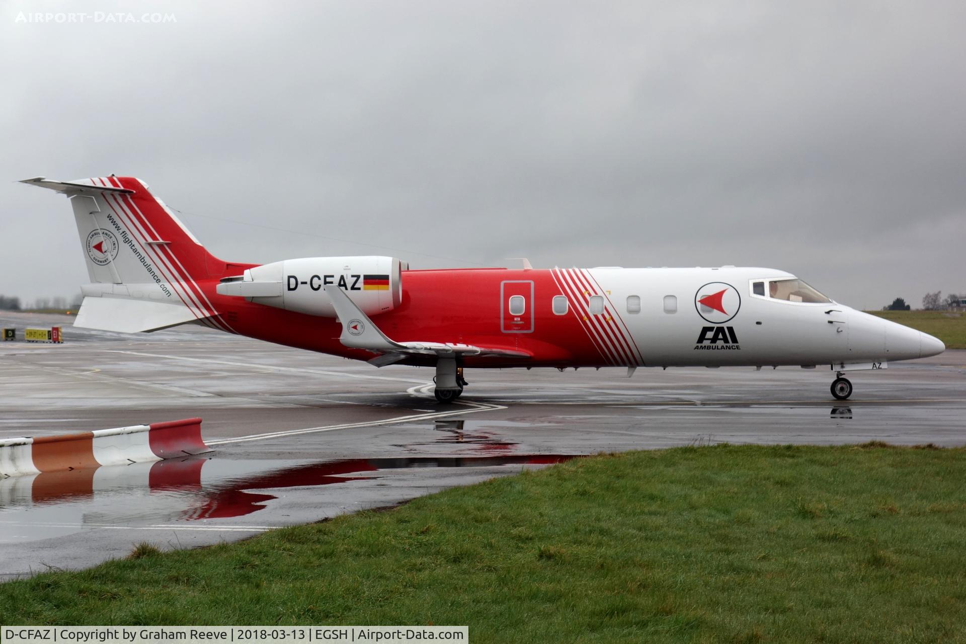 D-CFAZ, 1994 Learjet 60 C/N 60-030, Departing from Norwich.
