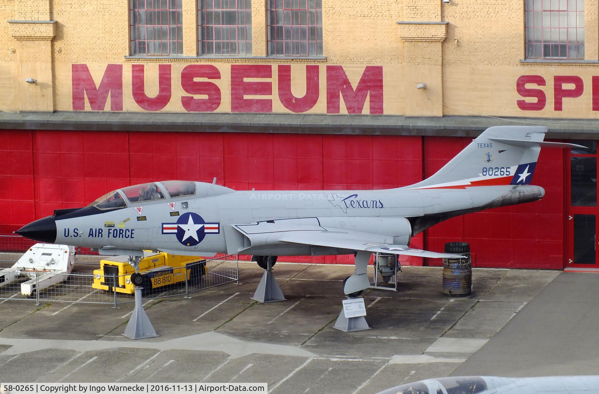 58-0265, 1958 McDonnell F-101B Voodoo C/N 637, McDonnell F-101B Voodoo at the Technik-Museum, Speyer