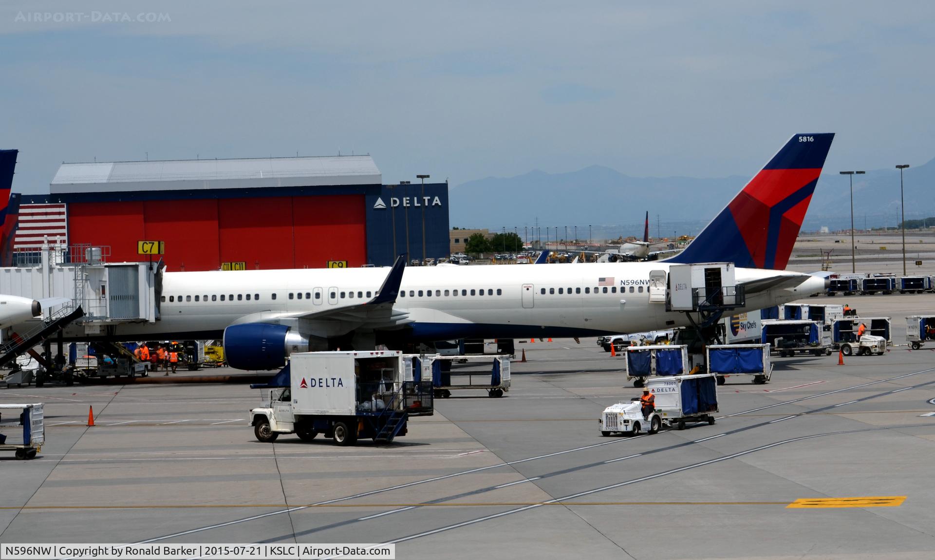 N596NW, 2003 Boeing 757-351 C/N 32996, At gate C7 SLC