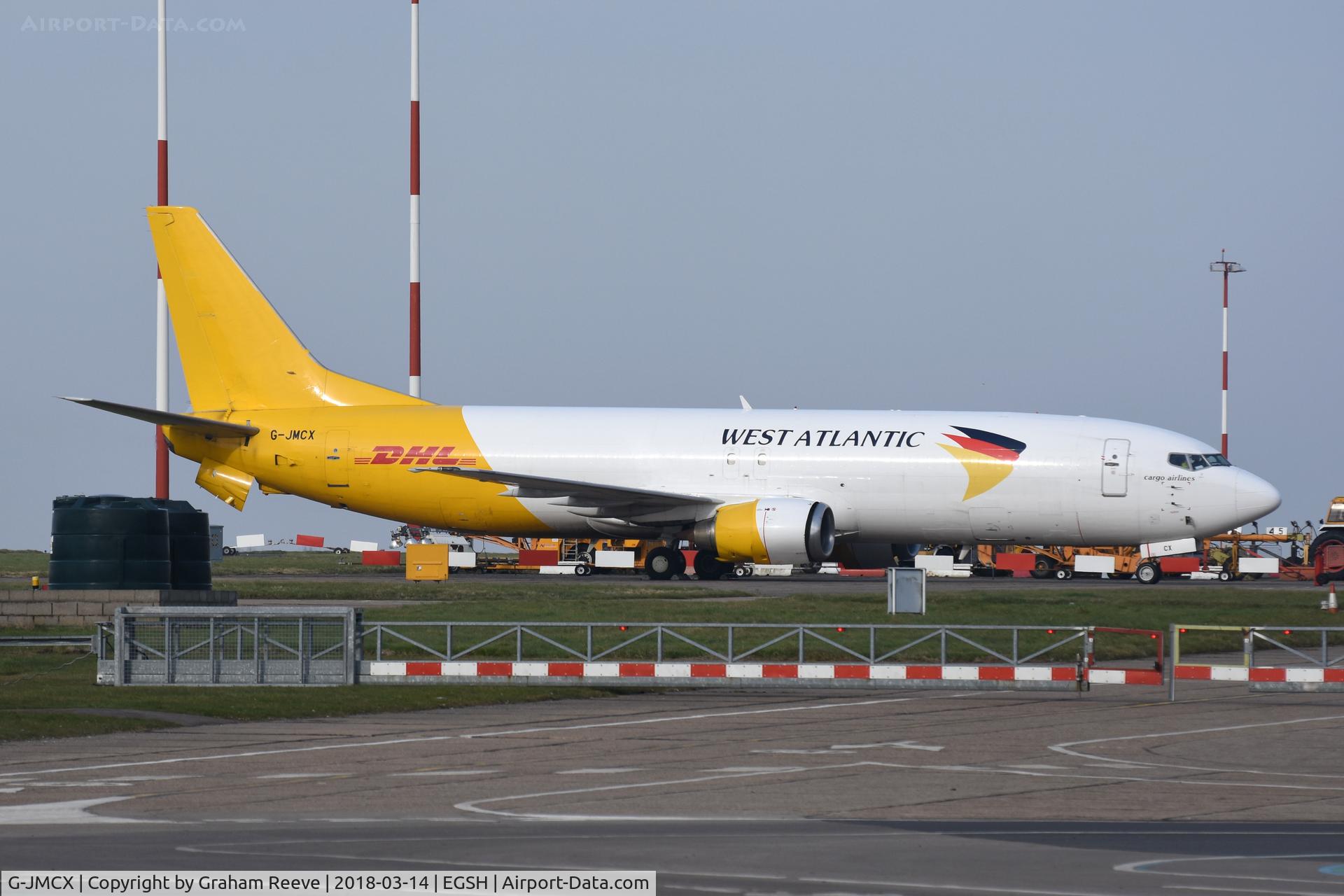 G-JMCX, 1990 Boeing 737-406 C/N 24959, Parked at Norwich.