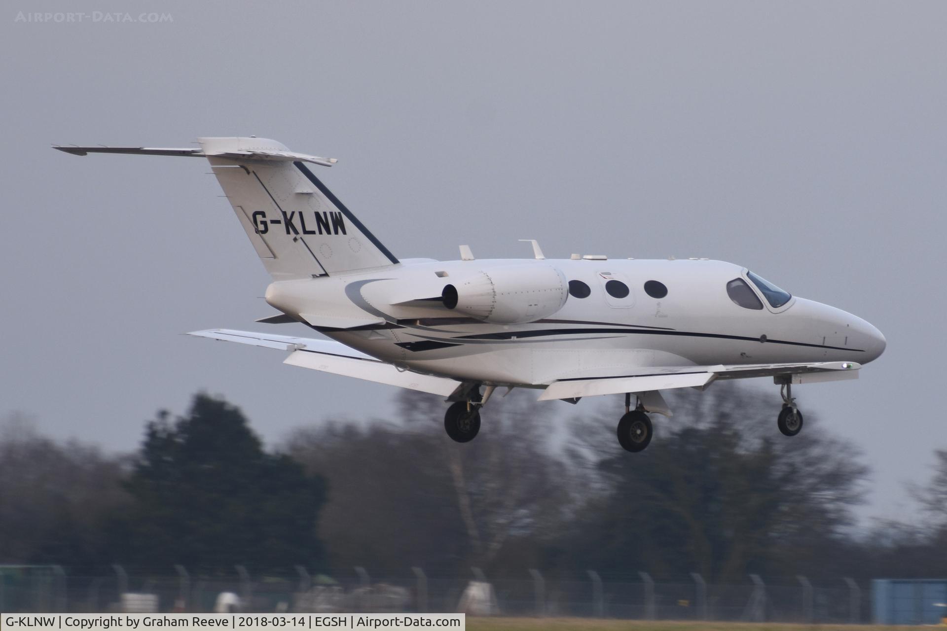G-KLNW, 2008 Cessna 510 Citation Mustang Citation Mustang C/N 510-0157, Landing at Norwich.