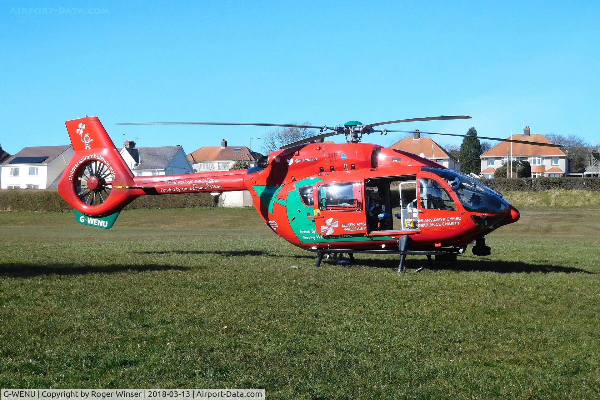 G-WENU, 2016 Airbus Helicopters H-145 (BK-117D-2) C/N 20112, Off airport. Wales Air Ambulance helicopter (Helimed 57)
