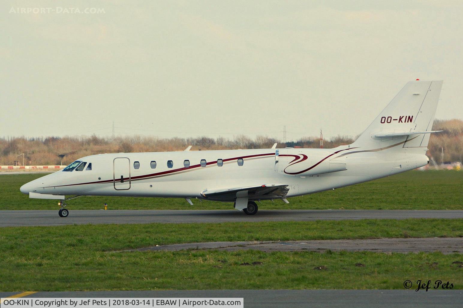OO-KIN, 2007 Cessna 680 Citation Sovereign C/N 680-0179, Taxiing at Antwerp Airport.
