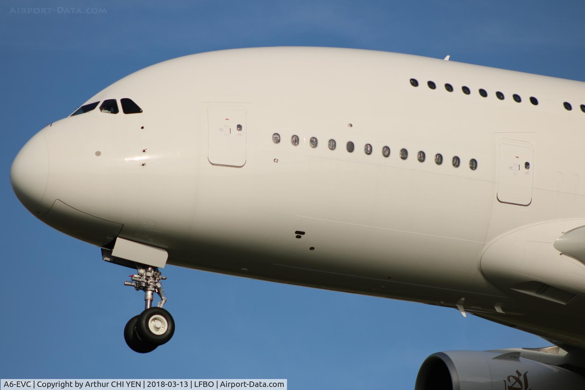 A6-EVC, 2018 Airbus A380-842 C/N 248, Back after first flight test.