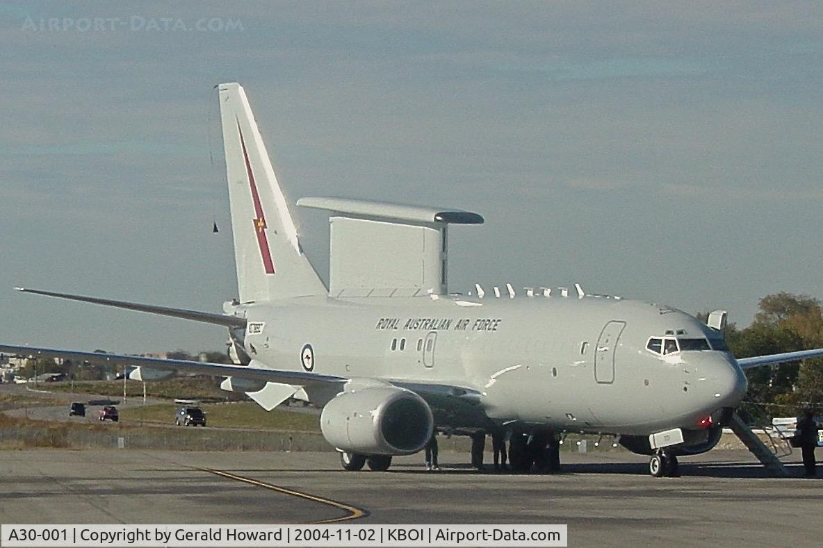 A30-001, 2002 Boeing E-7A Wedgetail C/N 33474, Landed at BOI during test flight. Had a temp FAA N number of N378BC before going to the RAAF.