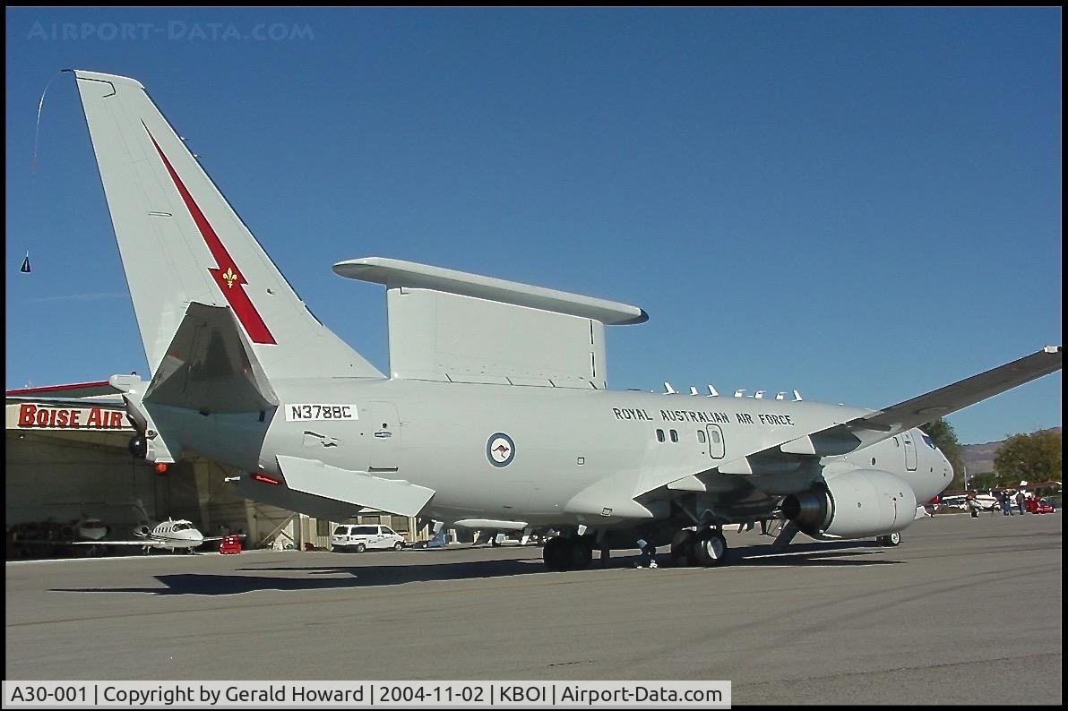 A30-001, 2002 Boeing E-7A Wedgetail C/N 33474, Landed at BOI during test flight. Had a temp FAA N number of N378BC before going to the RAAF.