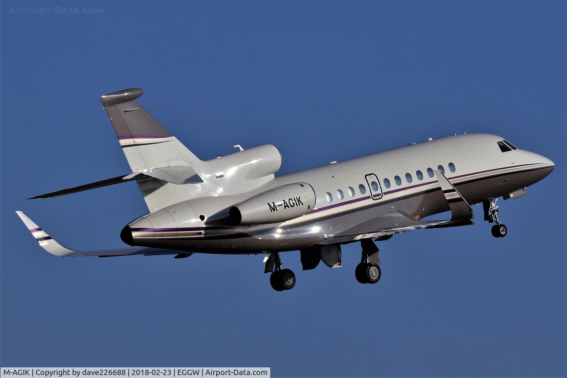 M-AGIK, 2014 Dassault Falcon 900EX C/N 274, Amboy Overseas Falcon 900EX depaerting London Luton on 06