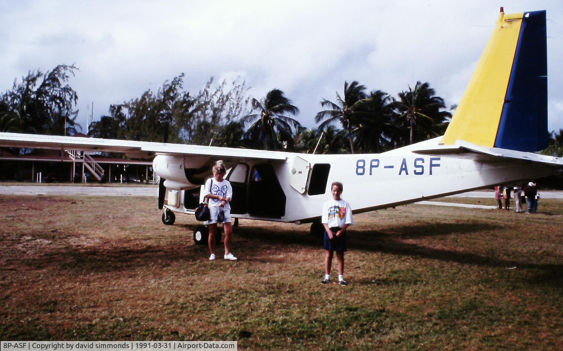 8P-ASF, 1976 Britten-Norman BN-2A Mk.III-2 Trislander C/N 1035, Taken in March 1991 on Union Island