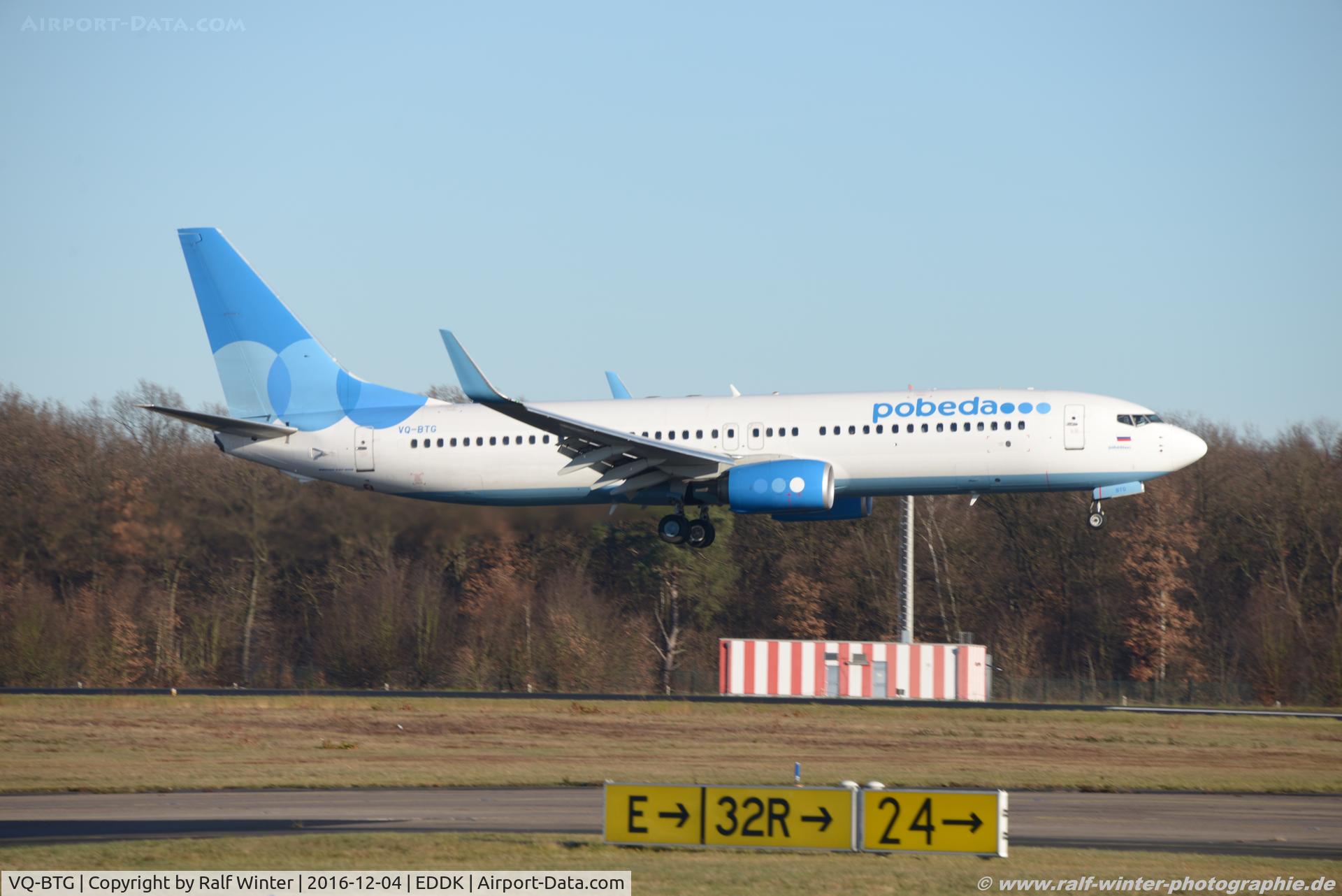 VQ-BTG, 2014 Boeing 737-8FZ C/N 41992, Boeing 737.8FZ(W) - DP PBD Pobeda - 41992 - VQ-BTG - 04.12.2016 - CGN