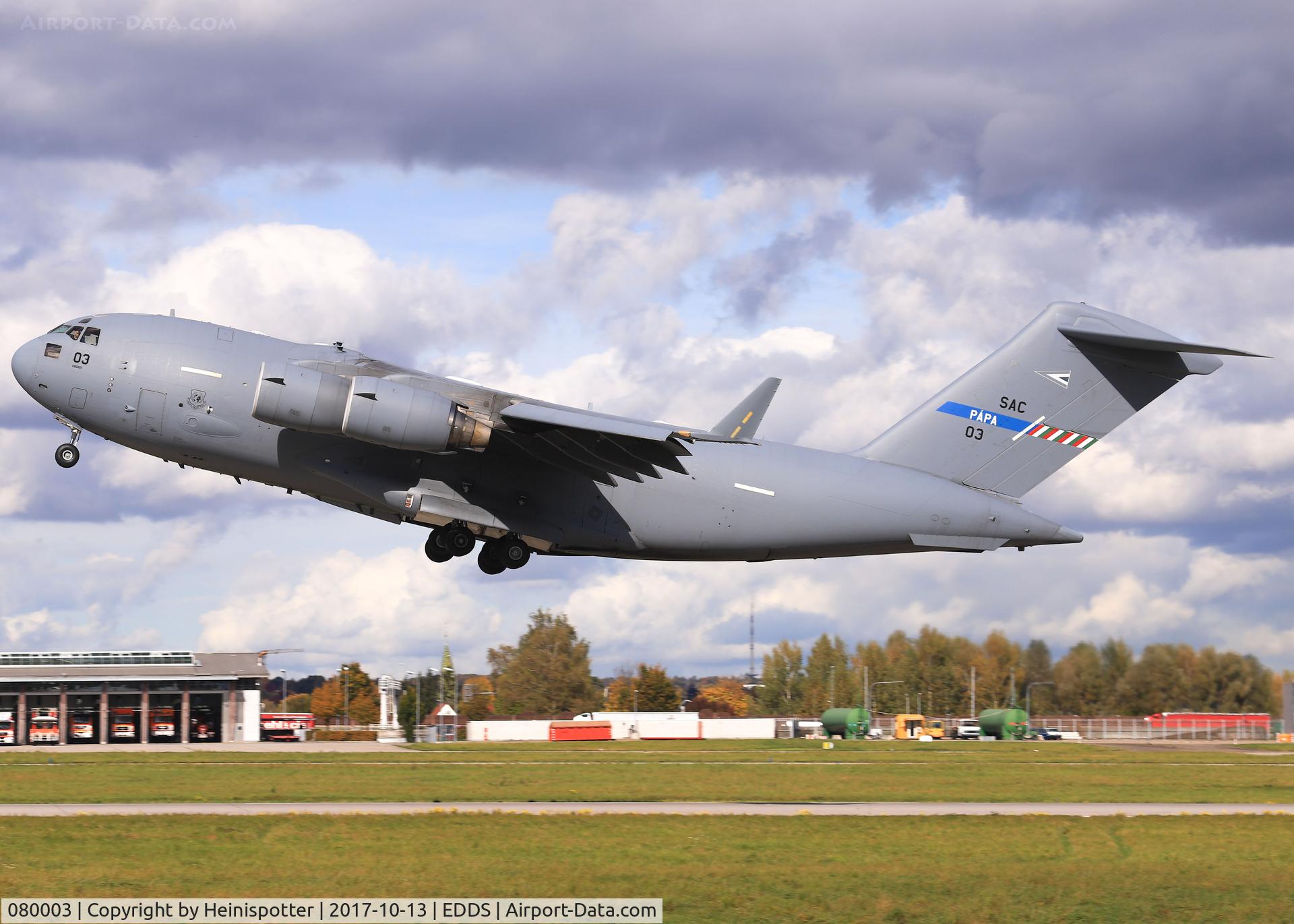 080003, 2009 Boeing C-17A Globemaster III C/N F-211, 08-0003 at Stuttgart Airport.