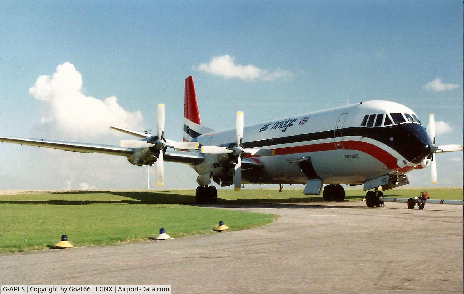 G-APES, 1961 Vickers V953C Merchantman C/N 721, Sitting in the sun, January 1989 EMA