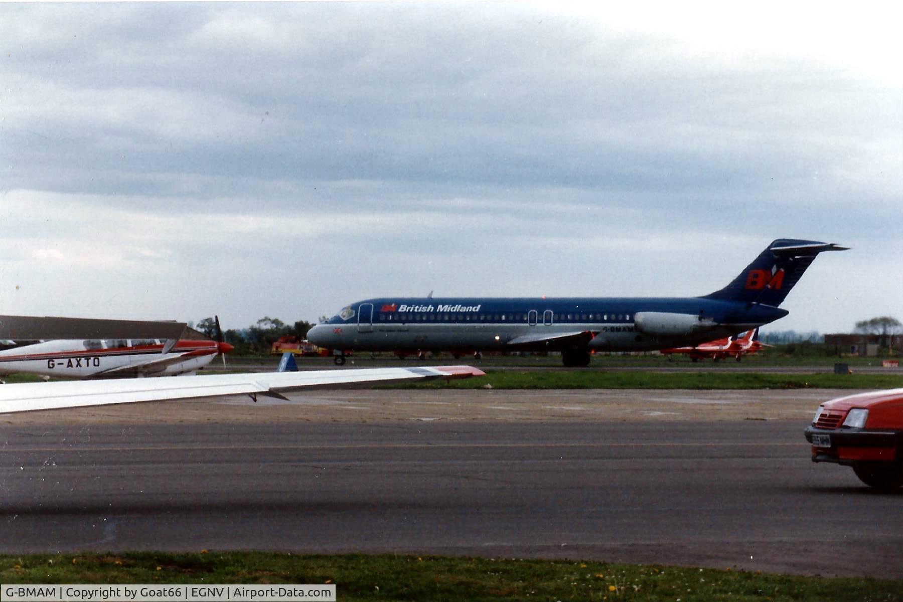 G-BMAM, 1970 Douglas DC-9-32 C/N 47468, Taxi-ing prior to take-off from Tees-side May 1989