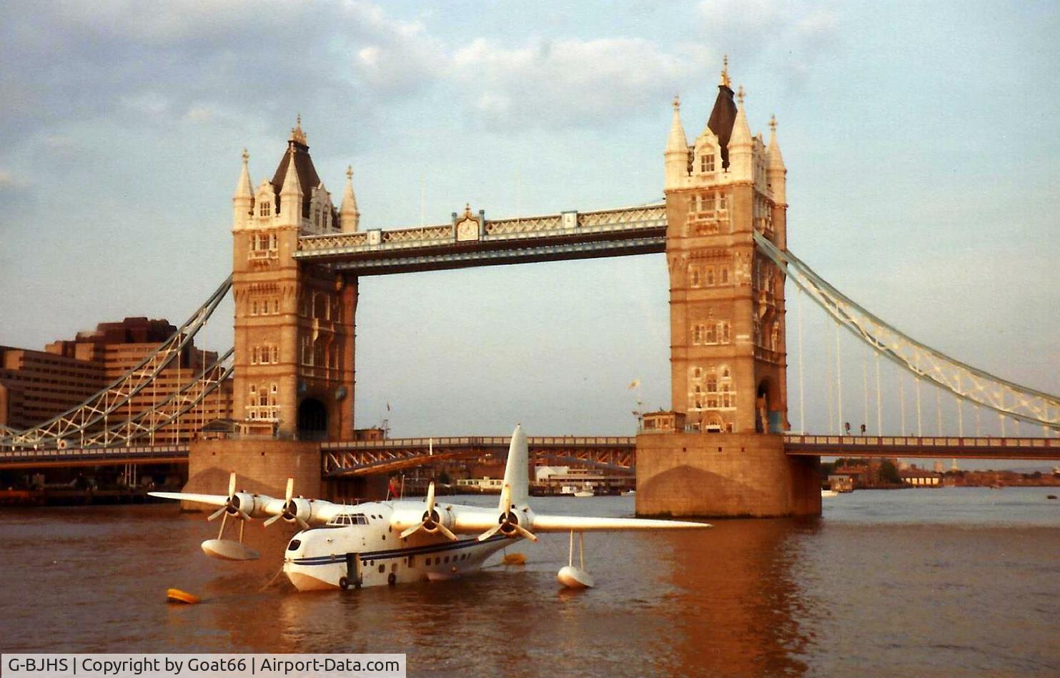 G-BJHS, 1944 Short S.25 Sunderland V C/N SH.113, G-BJHS on the Thames in the evening sun, August 1982