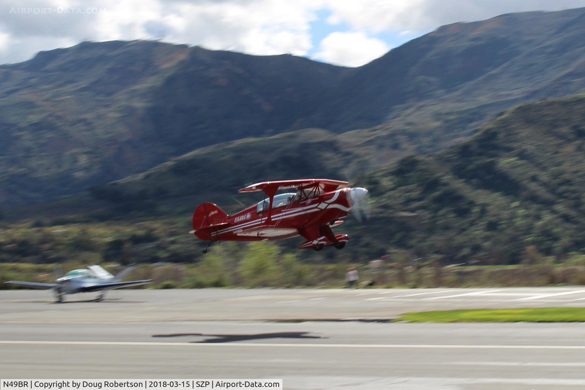 N49BR, Pitts S-2A Special C/N 2212, 1983 Aerotek PITTS S-2A SPECIAL, Lycoming AEIO-360 180 Hp, fast takeoff climb Rwy 22