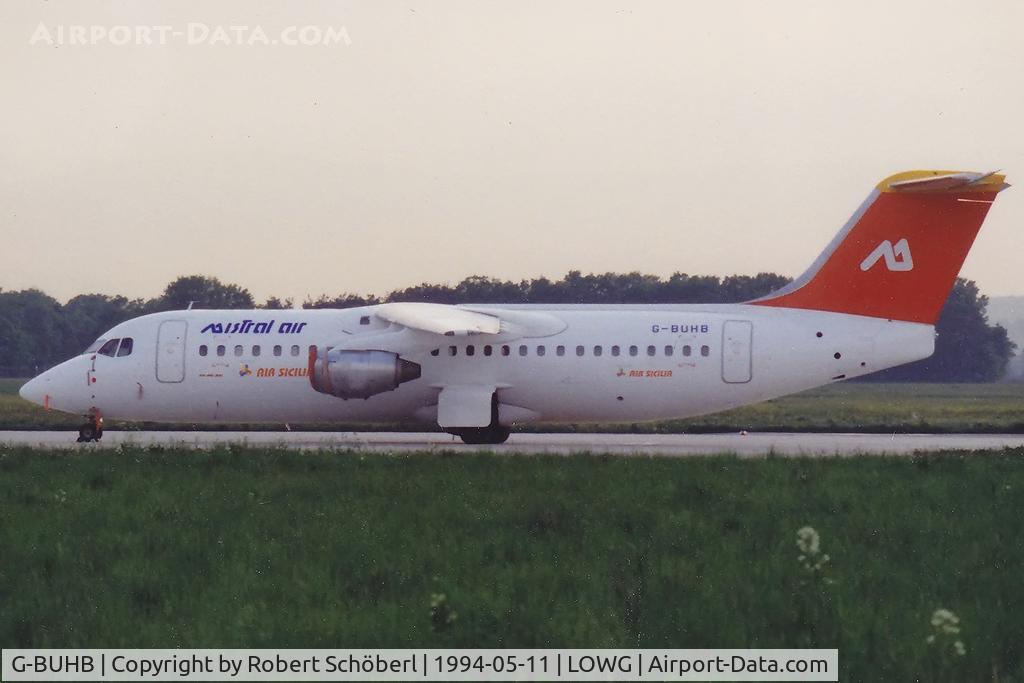 G-BUHB, 1990 British Aerospace BAe.146-300 C/N E3183, G-BUHB @ LOWG