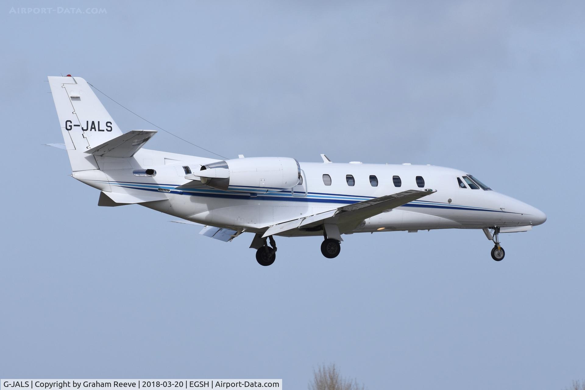G-JALS, 2009 Cessna 560XLS Citation Excel + C/N 560-6024, Landing at Norwich.