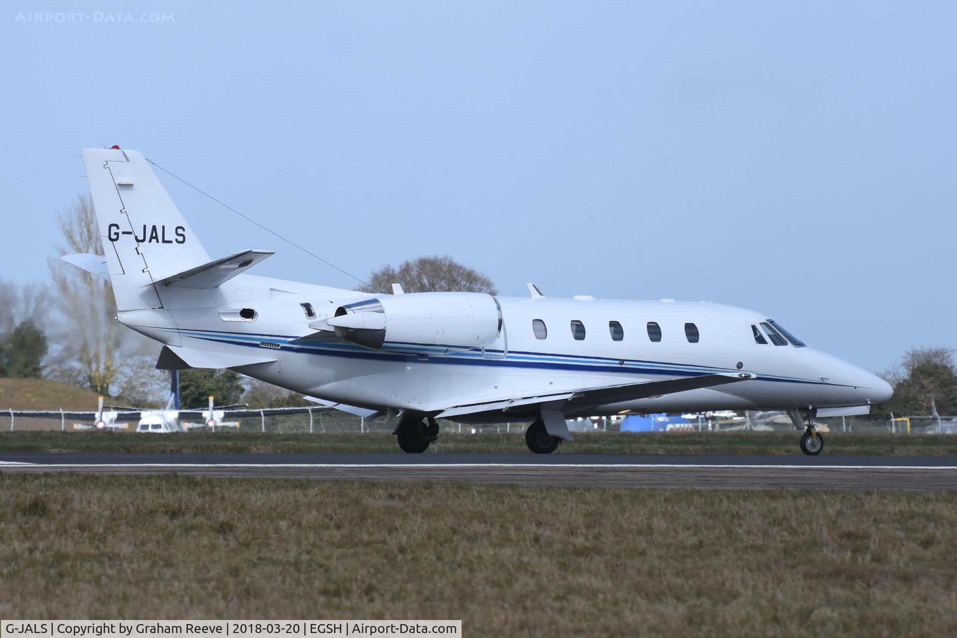 G-JALS, 2009 Cessna 560XLS Citation Excel + C/N 560-6024, Departing from Norwich.