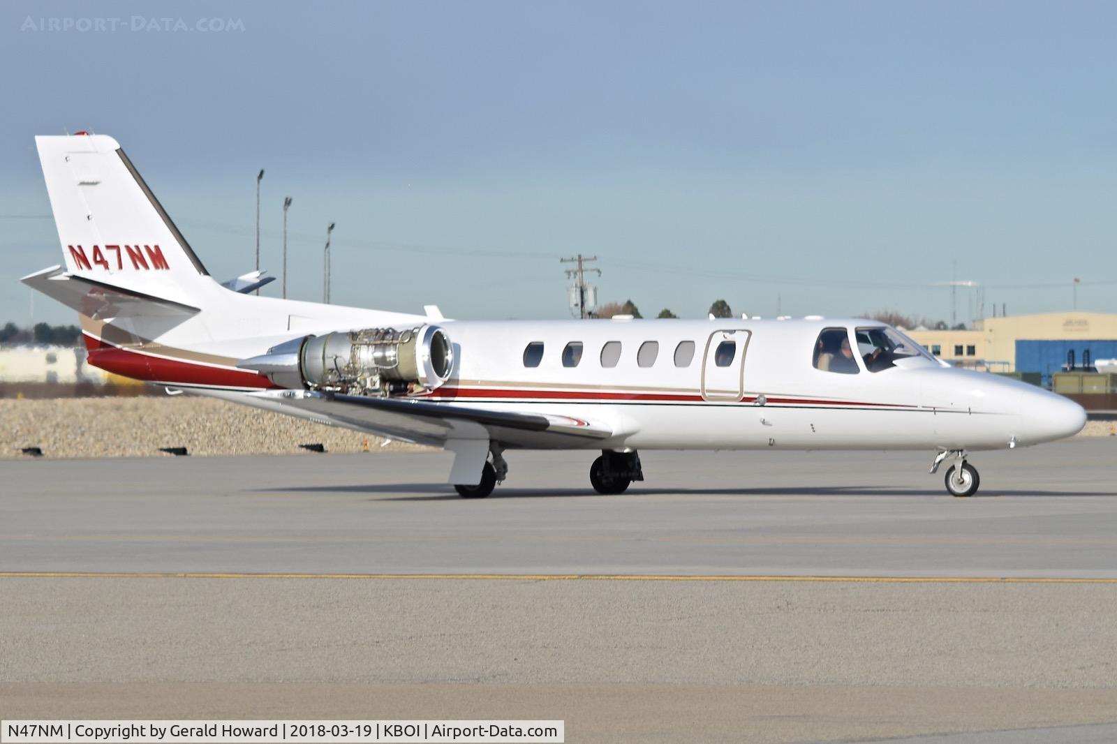 N47NM, 2005 Cessna 550 Citation Bravo C/N 550-1112, Doing an engine run up on the Idaho ANG's de arm pad.