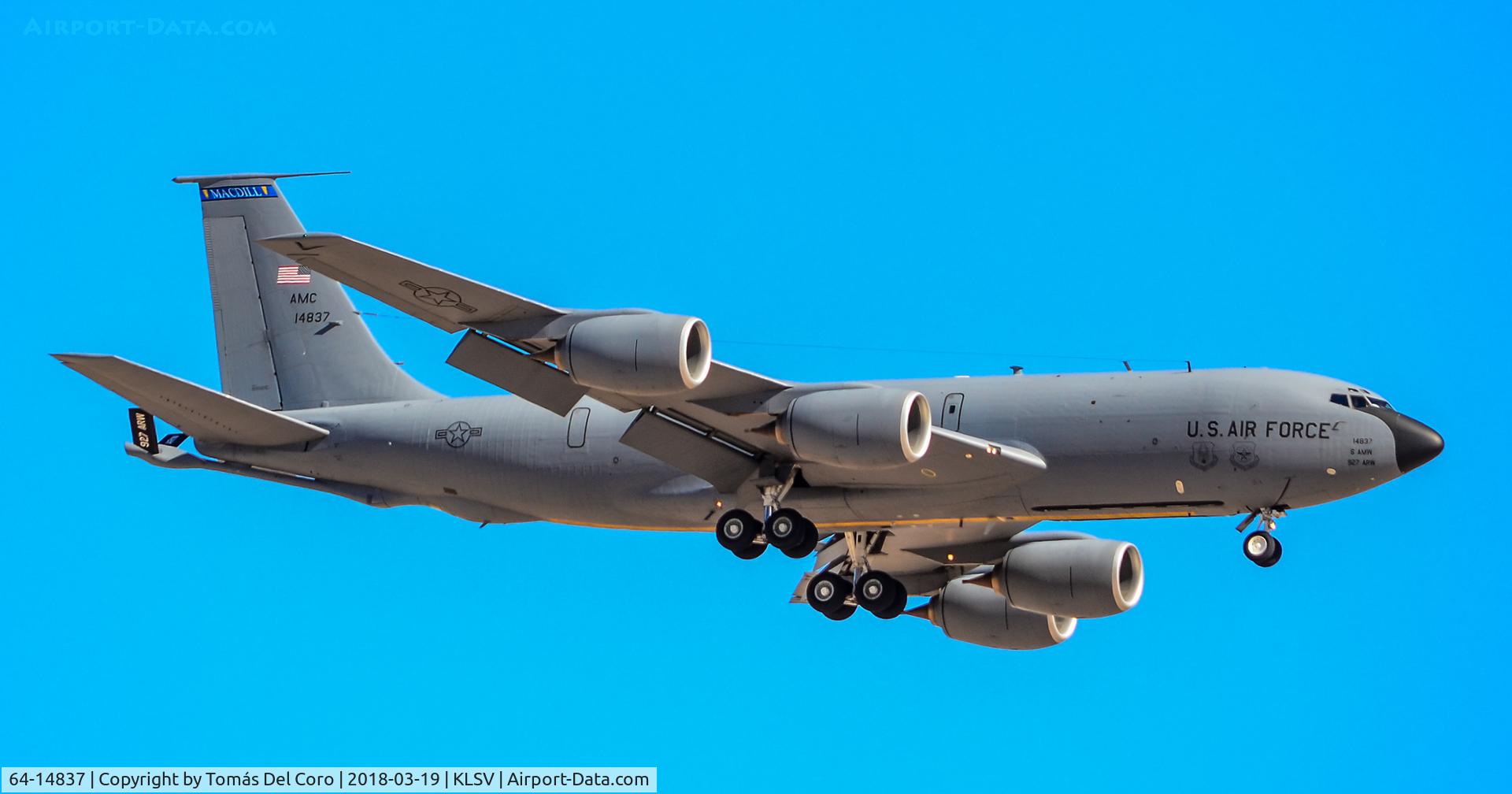 64-14837, 1964 Boeing KC-135R Stratotanker C/N 18777, Boeing KC-135R Stratotanker 64-14837 927th Air Refueling Wing - 6th Air Mobility Wing 

MacDill Air Force Base, Florida. 

Las Vegas - Nellis AFB (LSV / KLSV)
USA - Nevada, March 19, 2018
Photo: TDelCoro