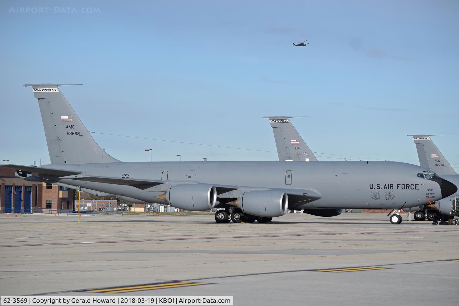 62-3569, 1962 Boeing KC-135R Stratotanker C/N 18552, Parked on the Idaho ANG ram. 22nd ARW, 931st ARG, McDonnell AFB, Kansas.