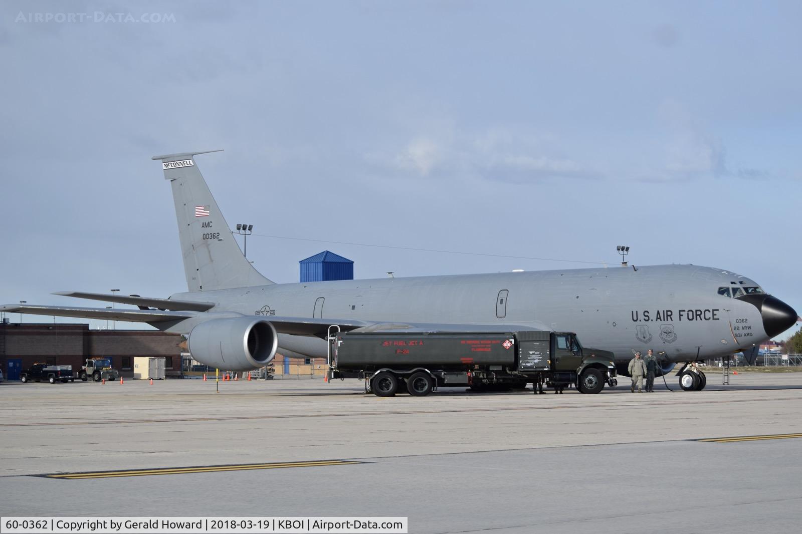 60-0362, 1960 Boeing KC-135R Stratotanker C/N 18137, Parked on the Idaho ANG ram. 22nd ARW, 931st ARG, McDonnell AFB, Kansas.
