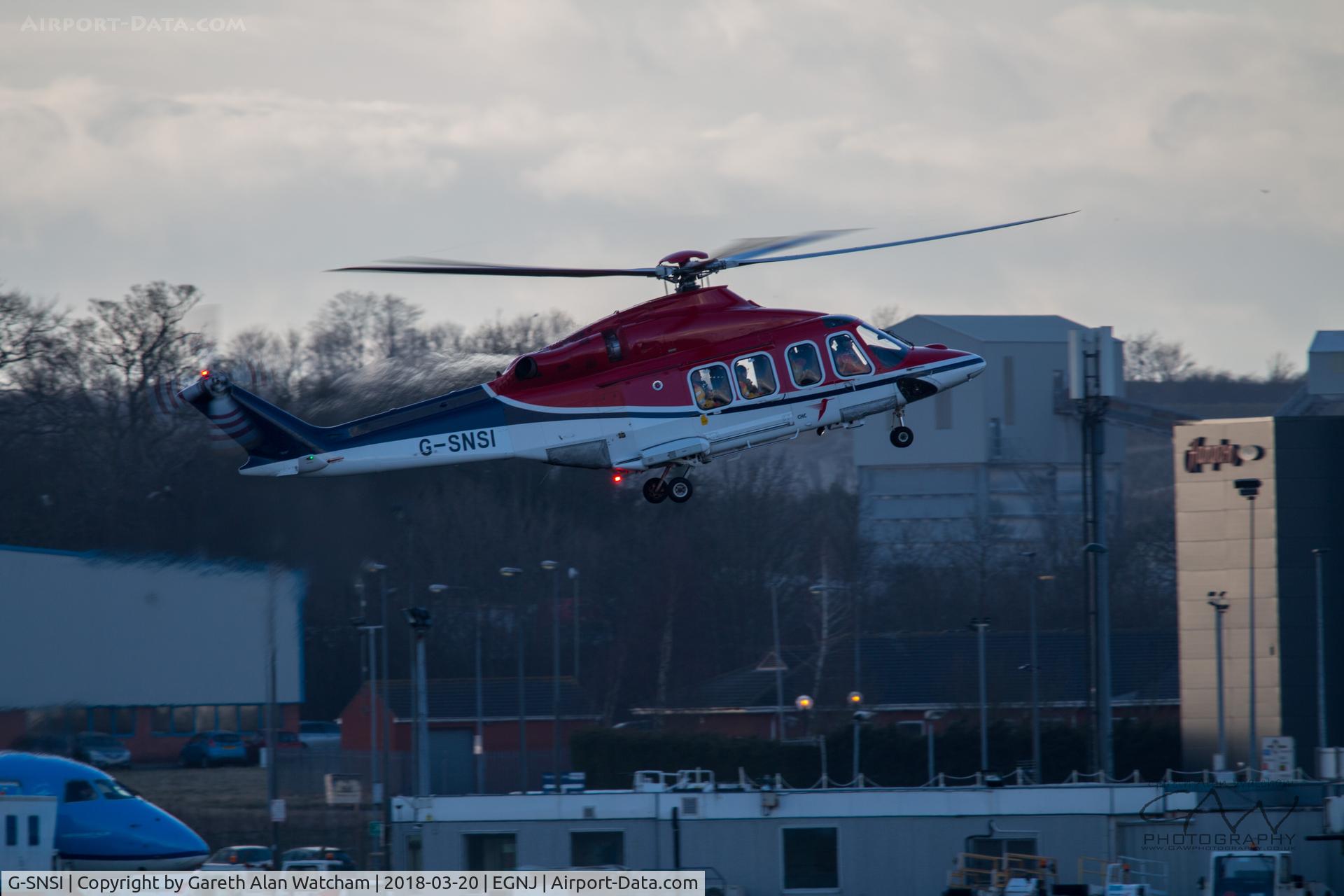 G-SNSI, 2013 AgustaWestland AW-139 C/N 31479, Landing at Humberside Airport