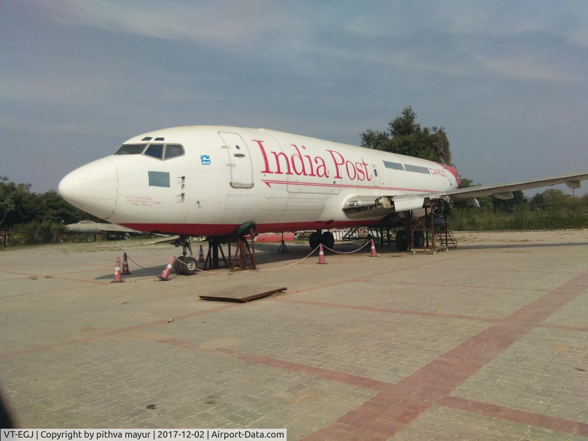 VT-EGJ, 1981 Boeing 737-2A8(A) C/N 22286, nw a days we are using this aircraft for our maintenance practice
reg : VT-EGJ 
INDIAN POST ( retired aircraft)
we gain lot of knowledge from it nd we r renewing this aircraft