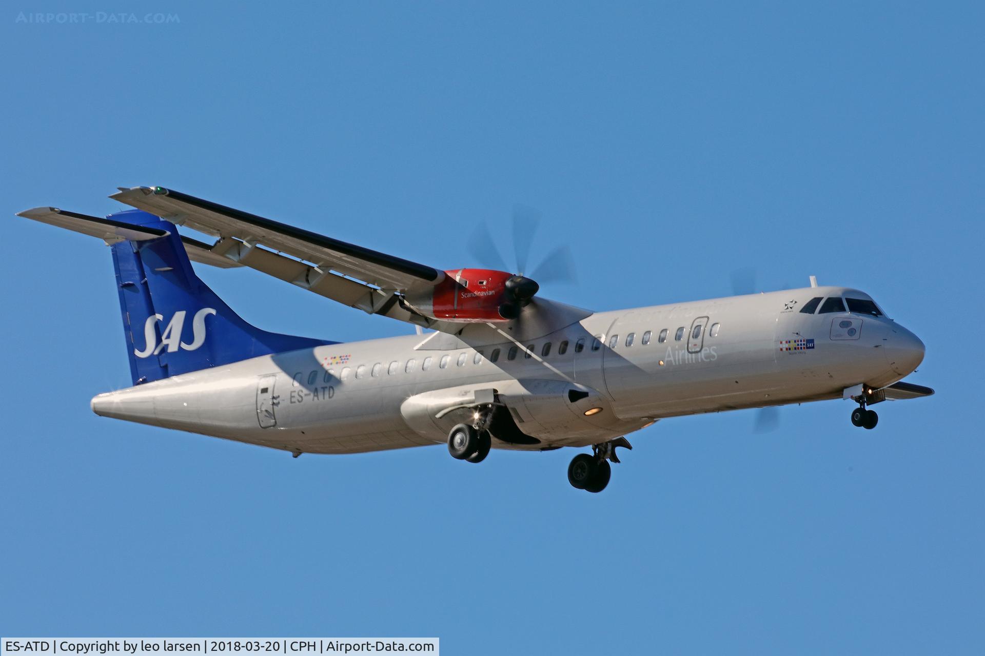 ES-ATD, 2014 ATR 72-212A C/N 1165, Copenhagen 20.3.2018 on final to R-04J