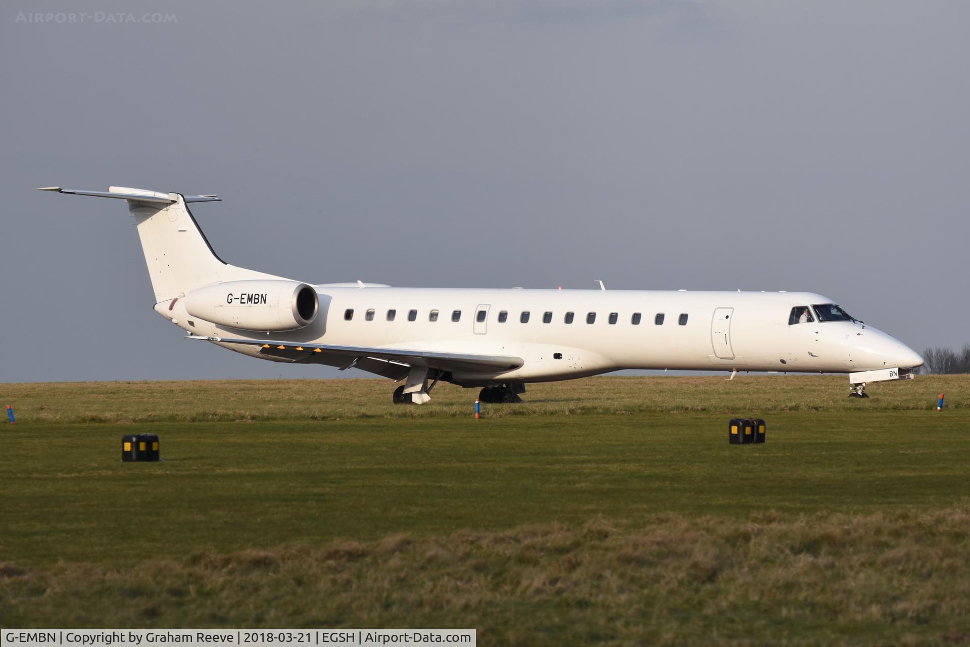 G-EMBN, 2000 Embraer EMB-145EP (ERJ-145EP) C/N 145201, Just landed at Norwich.