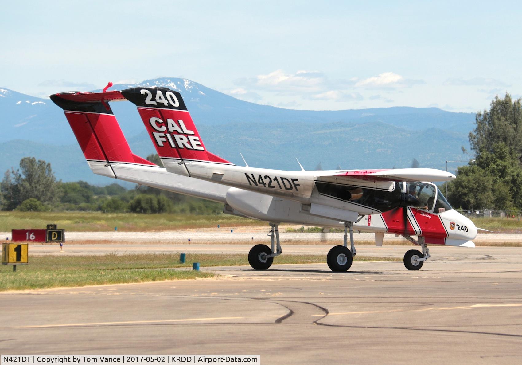 N421DF, North American OV-10A Bronco C/N 305206M107, KRDD - Redding, CA Calfire No California Air Attack Base - OV-10 Bronco on taking for take off.