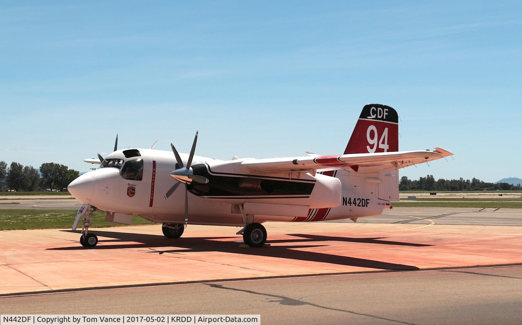 N442DF, 2005 Marsh Aviation S-2F3AT C/N 152826, Redding - Calfire No California Air Attack base at the north end of the Redding Airport. Tanker 94 ready for the next assignment.