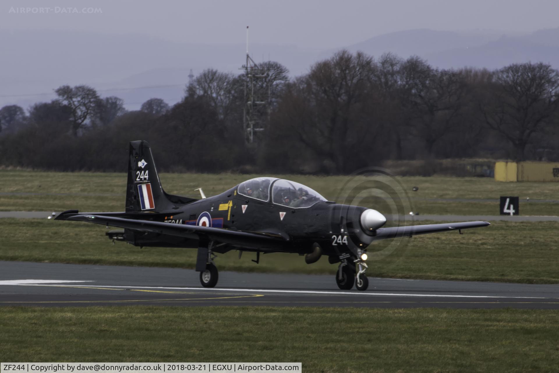ZF244, 1990 Short S-312 Tucano T1 C/N S050/T45, ZF244 returning to the pan at Linton-on-Ouse