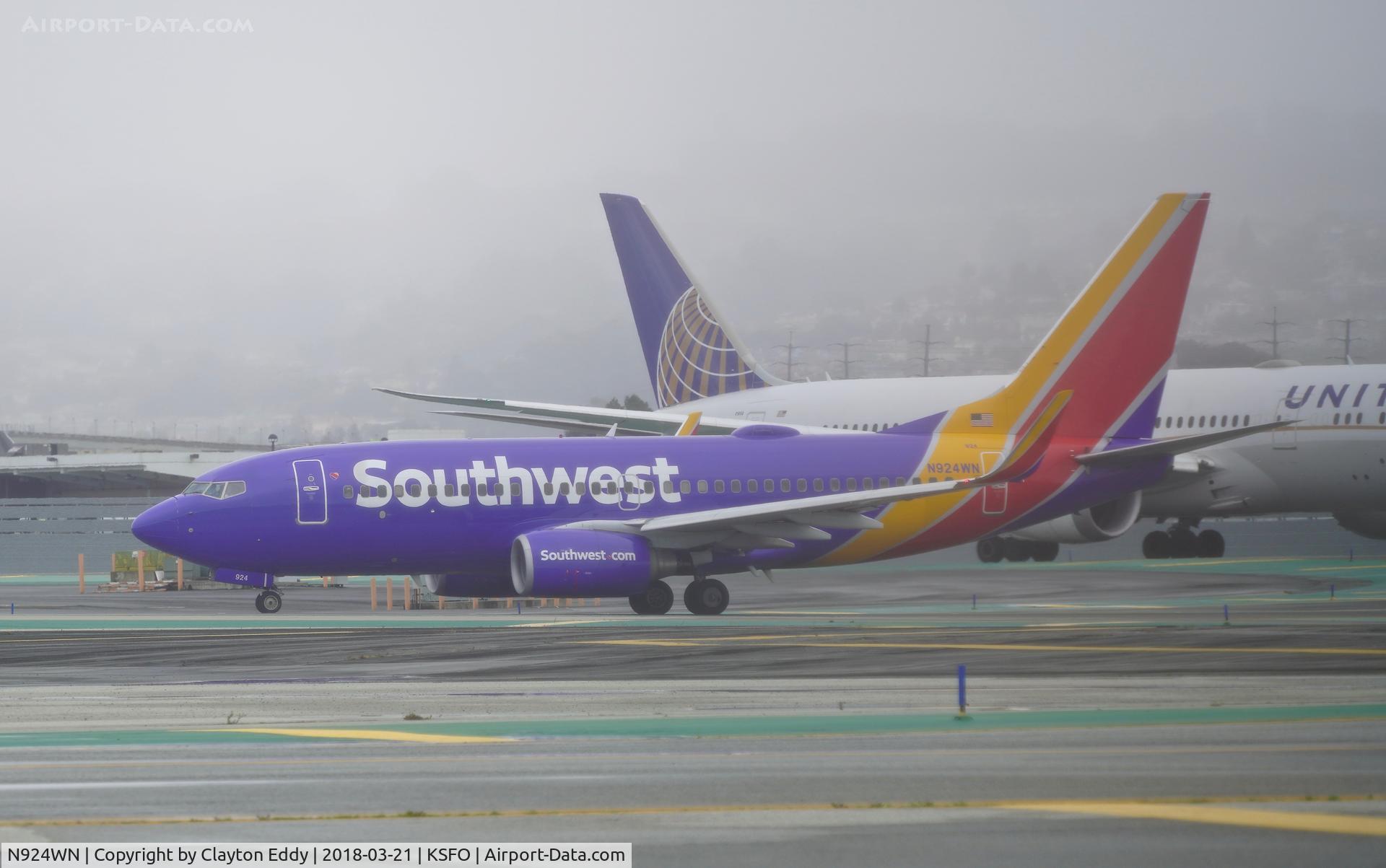 N924WN, 2008 Boeing 737-7H4 C/N 36628, SFO 2018.