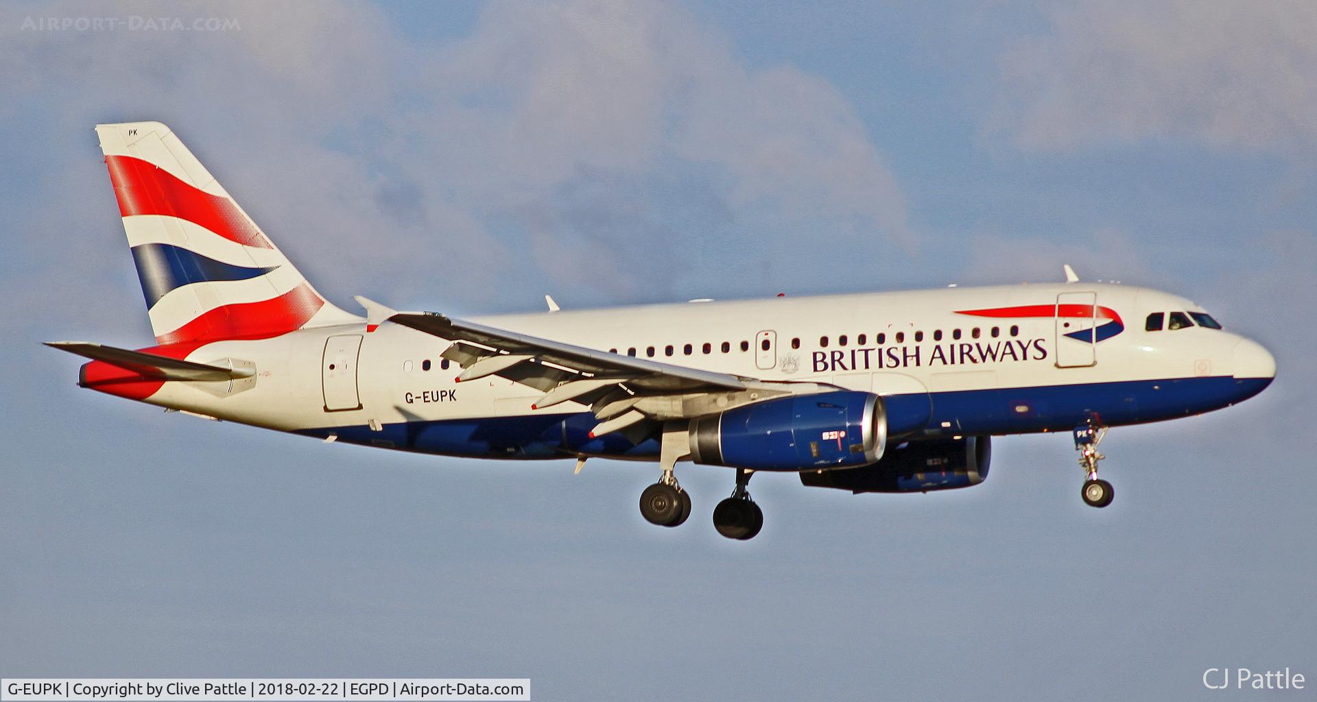 G-EUPK, 2000 Airbus A319-131 C/N 1236, Landing Aberdeen