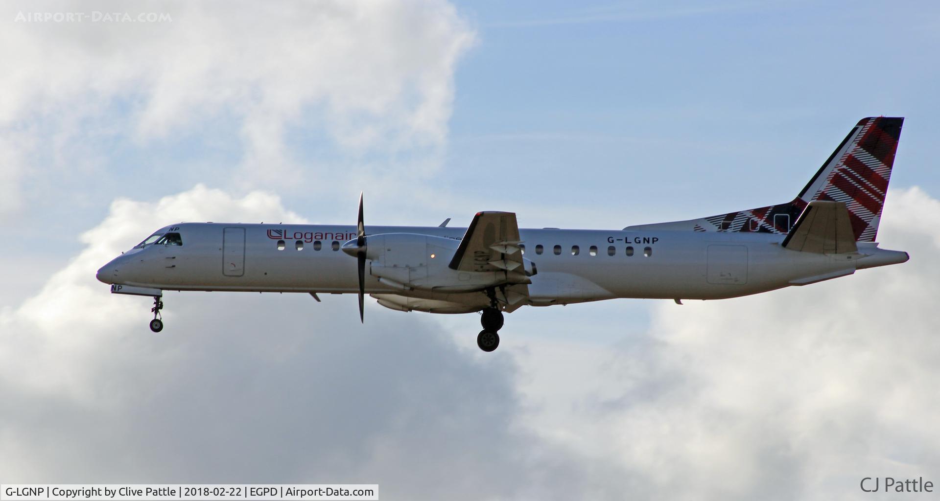 G-LGNP, 1995 Saab 2000 C/N 2000-018, In action at Aberdeen