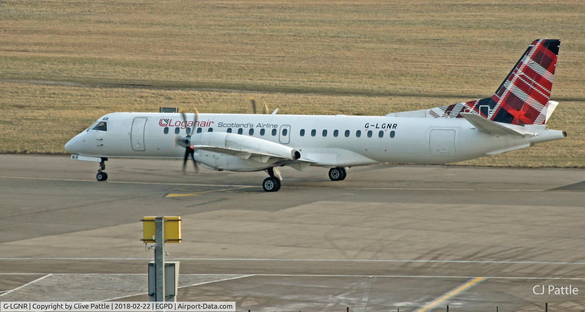 G-LGNR, 1993 Saab 2000 C/N 2000-004, Taxy to gate at Aberdeen