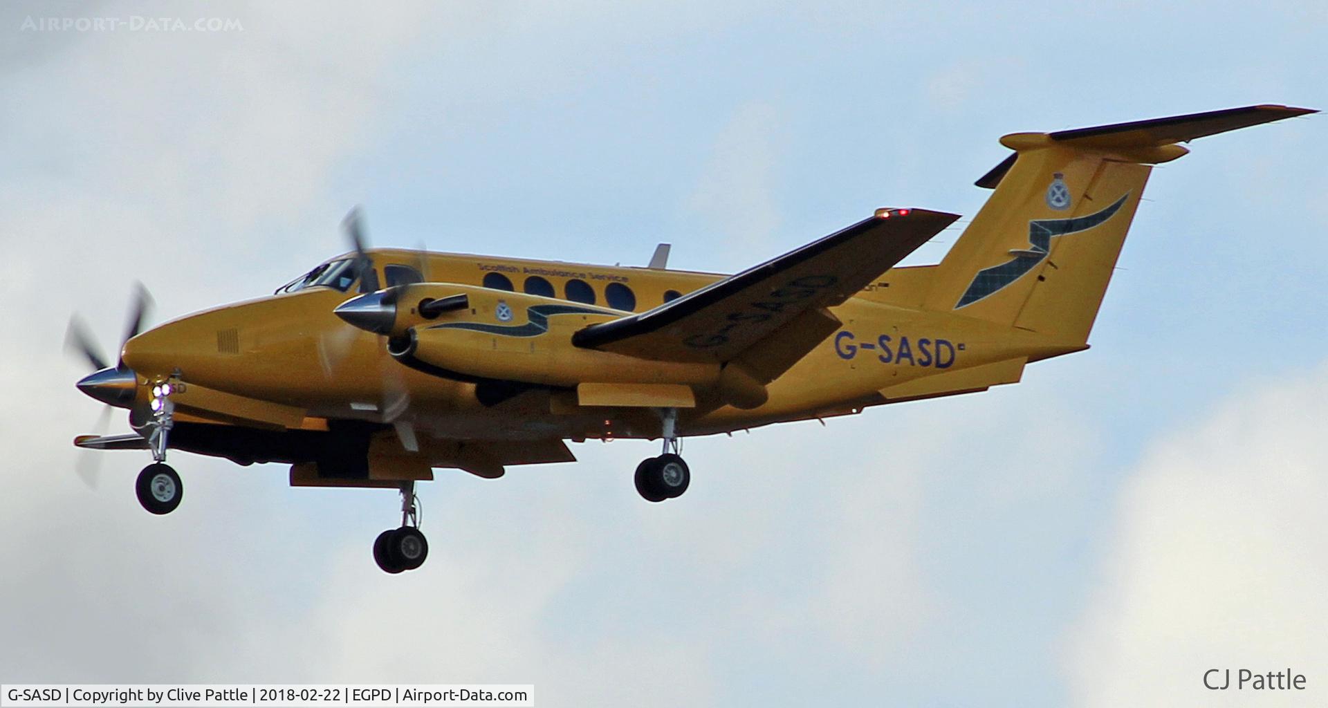 G-SASD, 2005 Beech B200C Super King Air King Air C/N BL-151, Landing at its base at Aberdeen