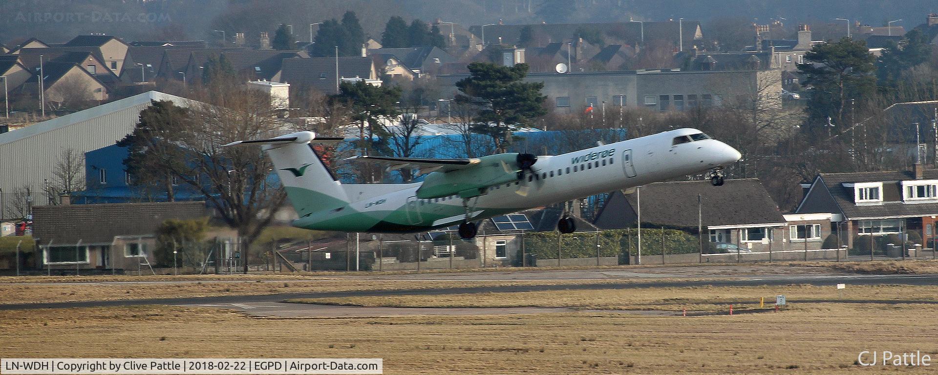 LN-WDH, 2009 De Havilland Canada DHC-8-402Q Dash 8 C/N 4273, Departure from Aberdeen