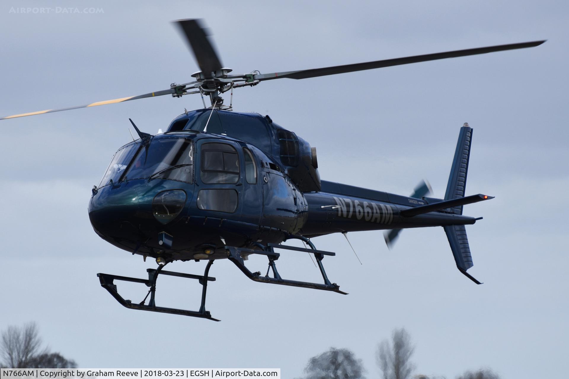 N766AM, 1996 Eurocopter AS-355N Twinstar C/N 5601, Landing at Norwich.