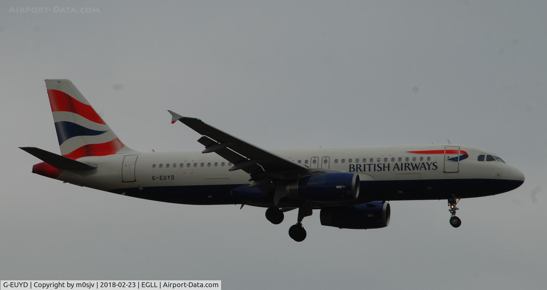 G-EUYD, 2008 Airbus A320-232 C/N 3726, Taken from the threshold of 29L