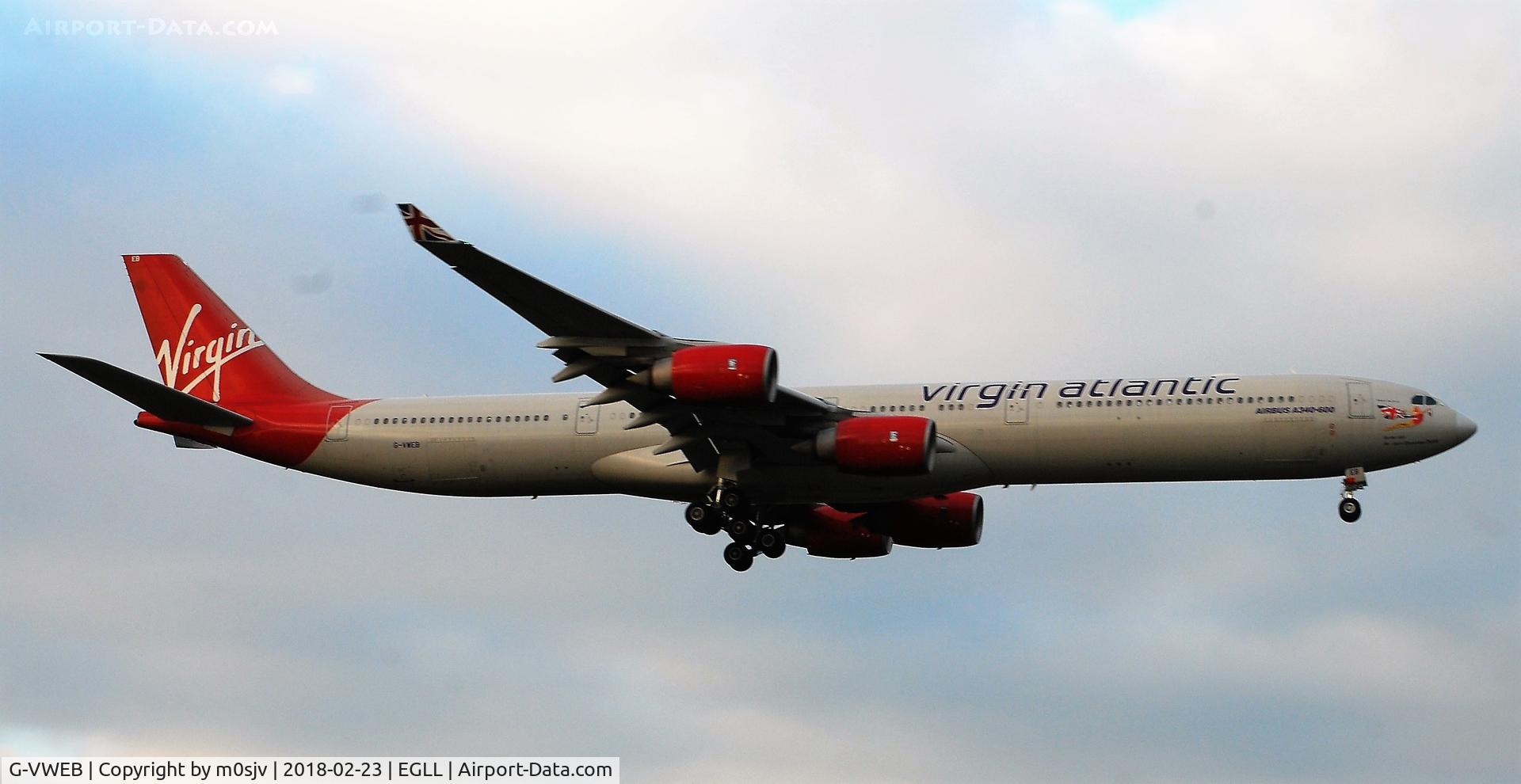 G-VWEB, 2006 Airbus A340-642 C/N 787, Taken from the threshold of 29L