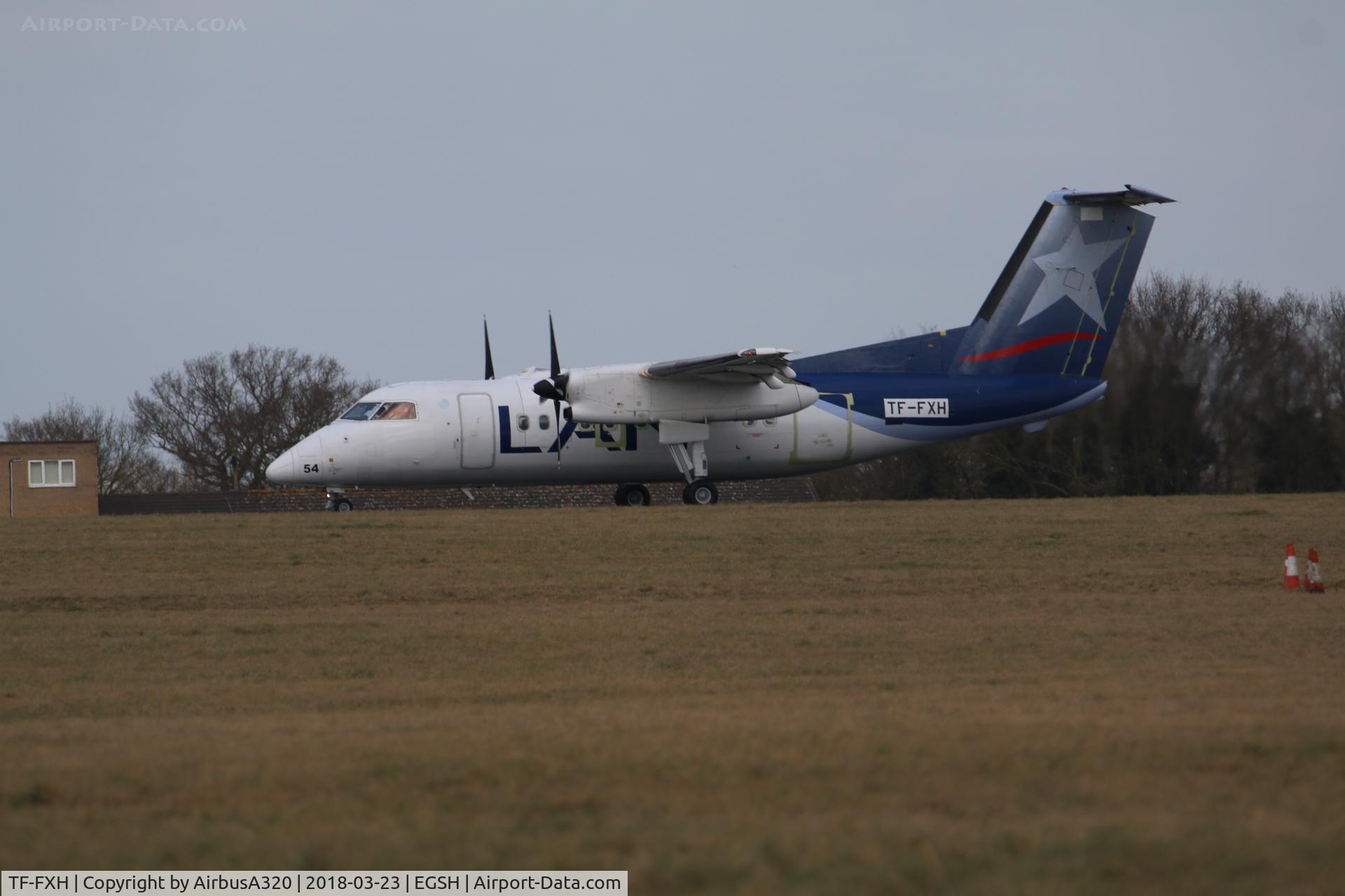 TF-FXH, 1997 De Havilland Canada DHC-8-202 Dash 8 C/N 450, Arriving at NWI