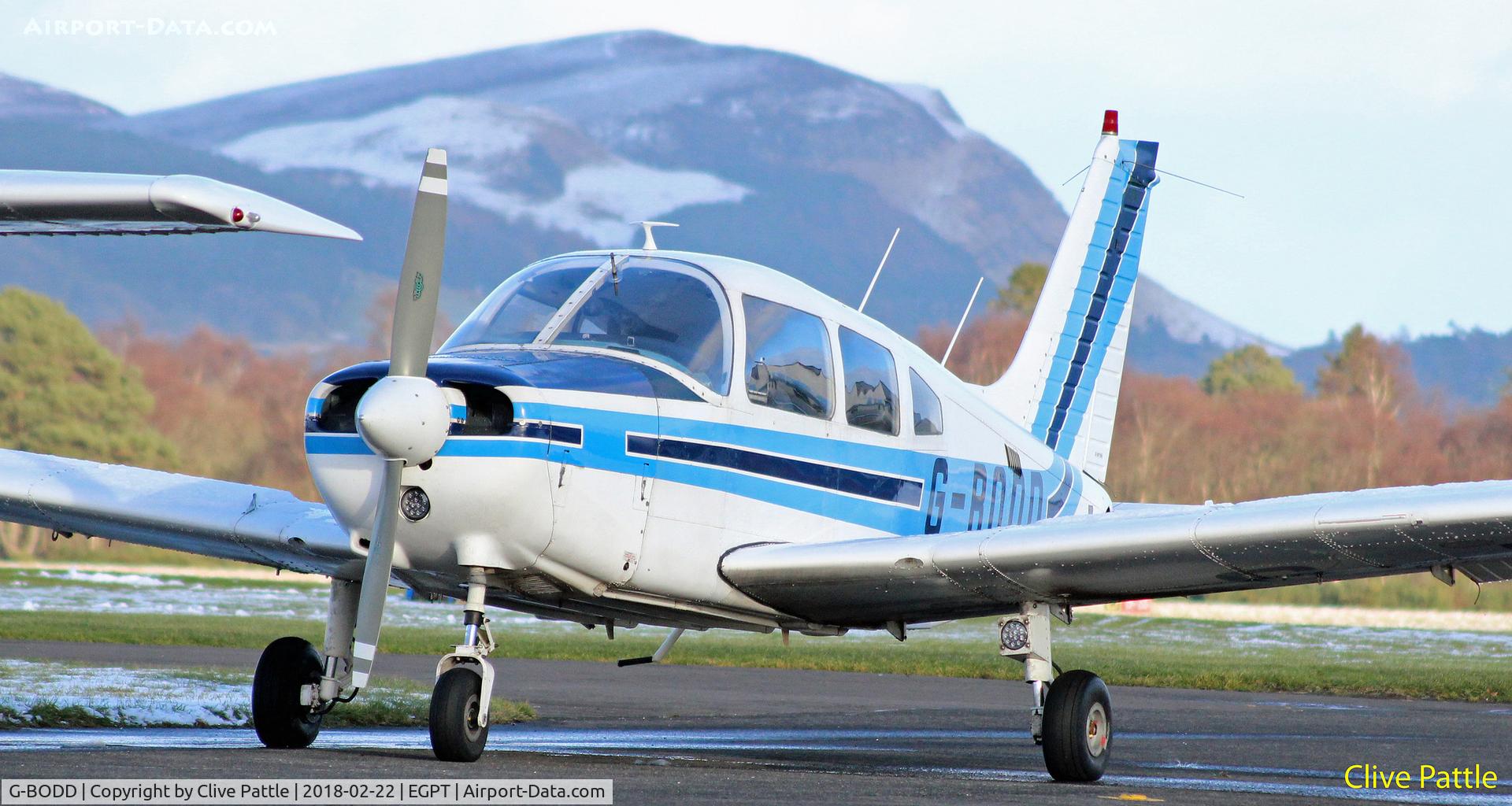 G-BODD, 1988 Piper PA-28-161 Cherokee Warrior II C/N 2816040, Parked at Perth EGPT