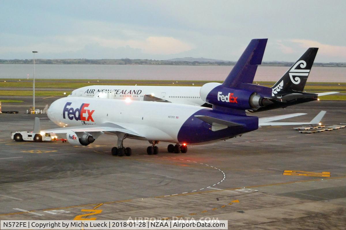 N572FE, 2003 McDonnell Douglas MD-11F C/N 48755, Push-back at AKL