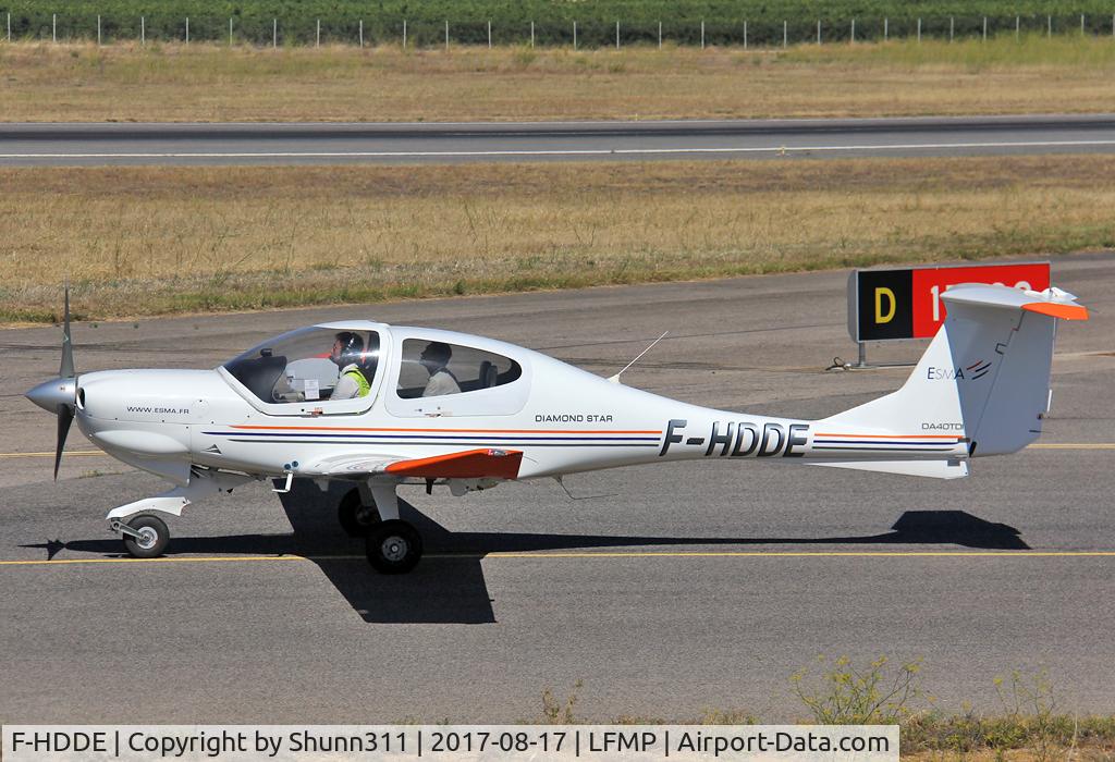 F-HDDE, 2003 Diamond DA-40D Diamond Star C/N D4.074, Taxiing holding point rwy 15 for departure... n/c