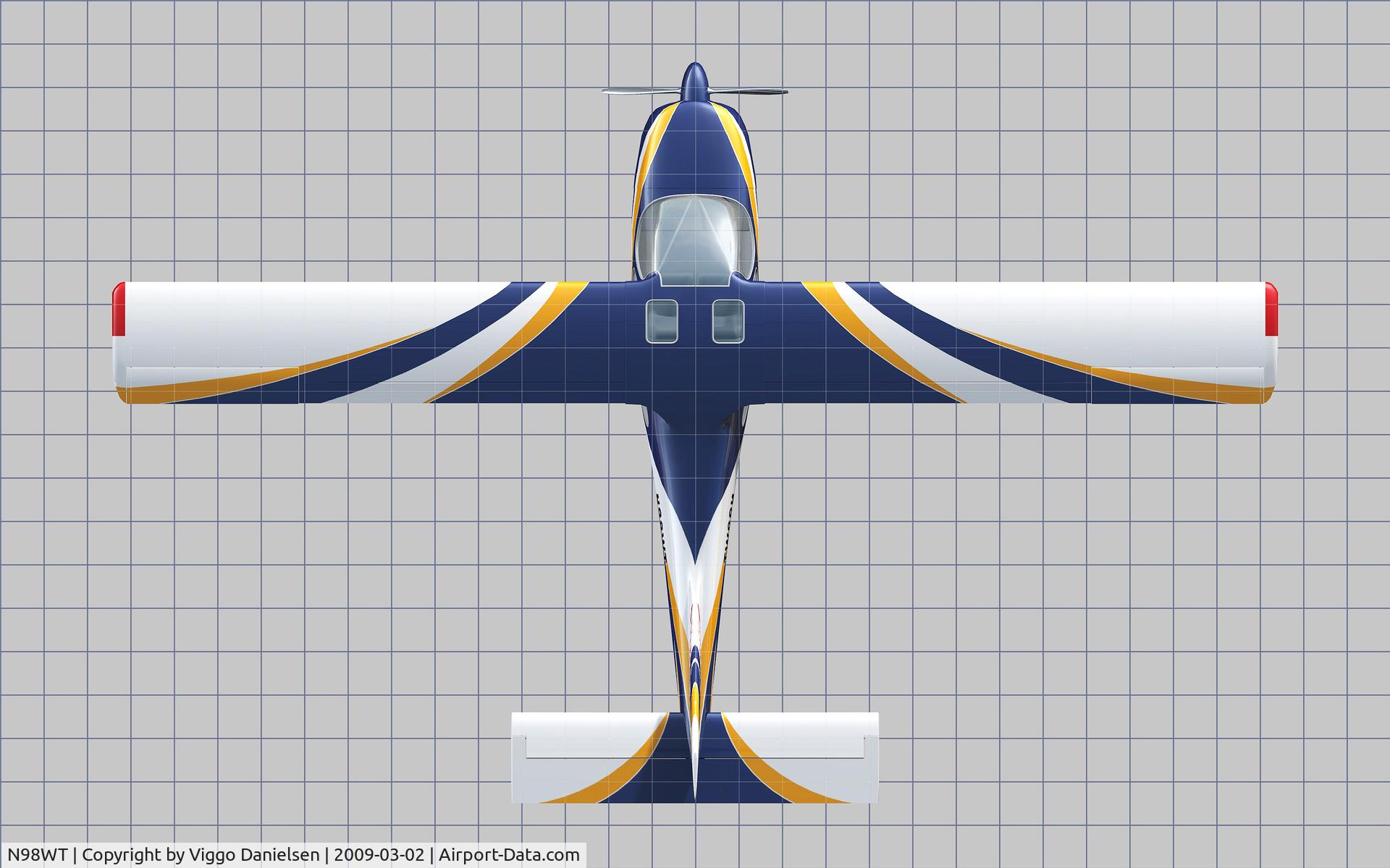 N98WT, 2007 Glasair GS-2 Sportsman C/N 7179, This is the original paint scheme (top view) of the aircraft. The design was made in Norway by graphic designer Viggo Danielsen, using a 3D model of the aircraft to apply all details. Additional 3d-renderings was made of the aircraft.