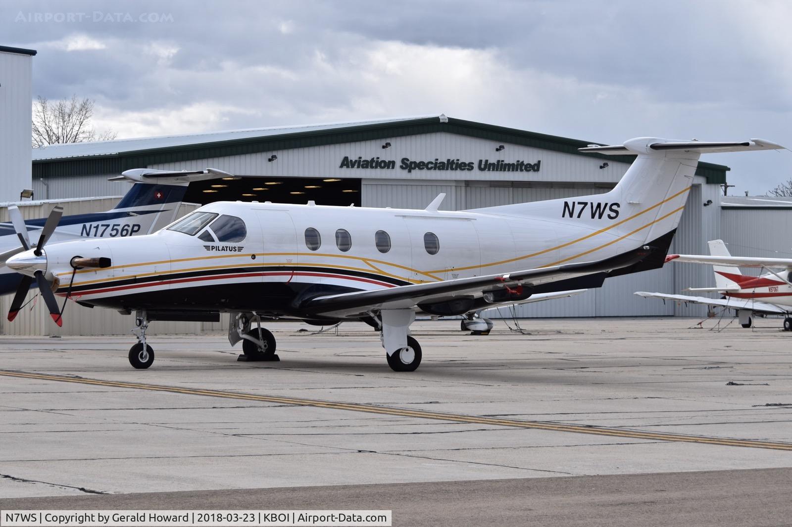 N7WS, 2014 Pilatus PC-12/47E C/N 1472, Parked on the south GA ramp.